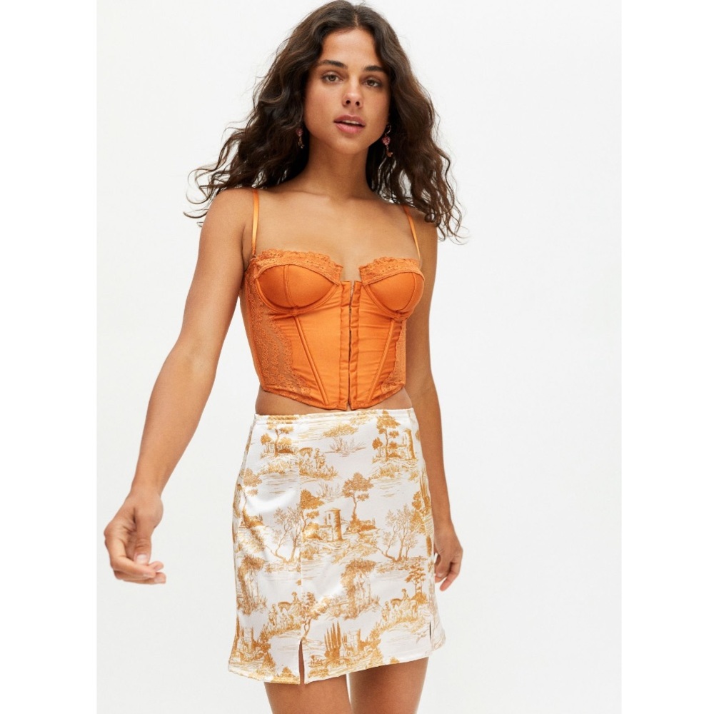UO Printed Satin Mini Skirt